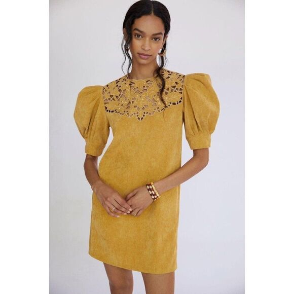 Anthropologie Dresses & Skirts - NWT ANTHROPOLOGIE X SACHIN & BABI EYELET CORD MINI SHIFT CORDUROY DRESS